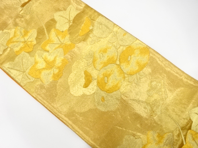 JAPANESE KIMONO / ANTIQUE FUKURO OBI / SILK / WOVEN MANJUKIKU & UME